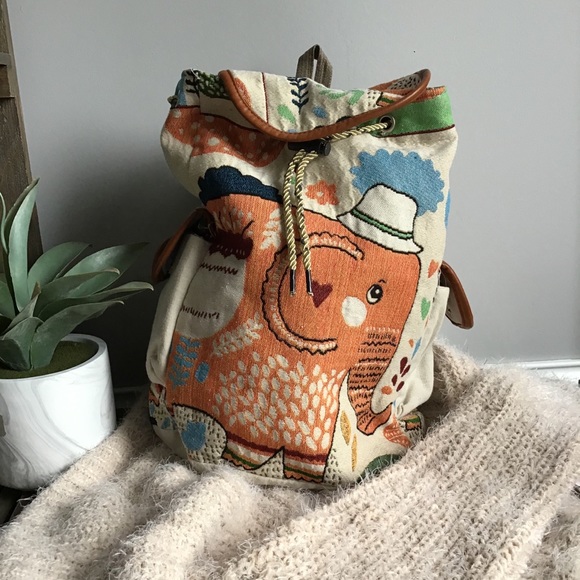 EARTHBOUND Handbags - Boho Elephant Embroidered Backpack